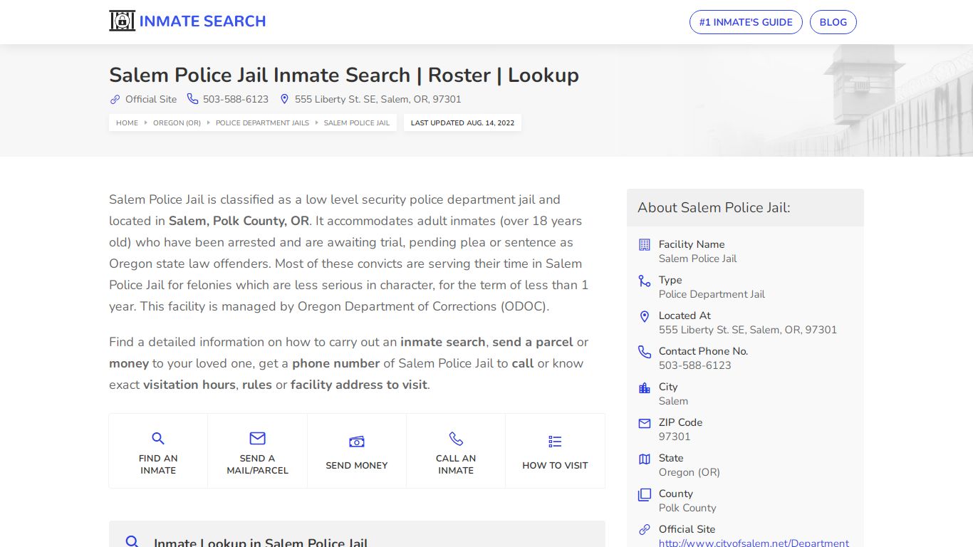 Salem Police Jail Inmate Search | Roster | Lookup